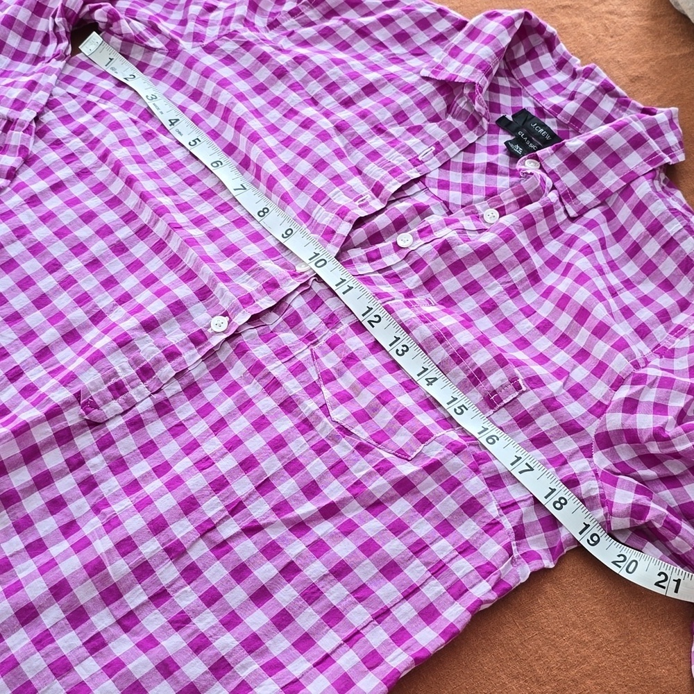 J. Crew Gingham Pullover 1/2 Button Up Shirt - Picture 5 of 10